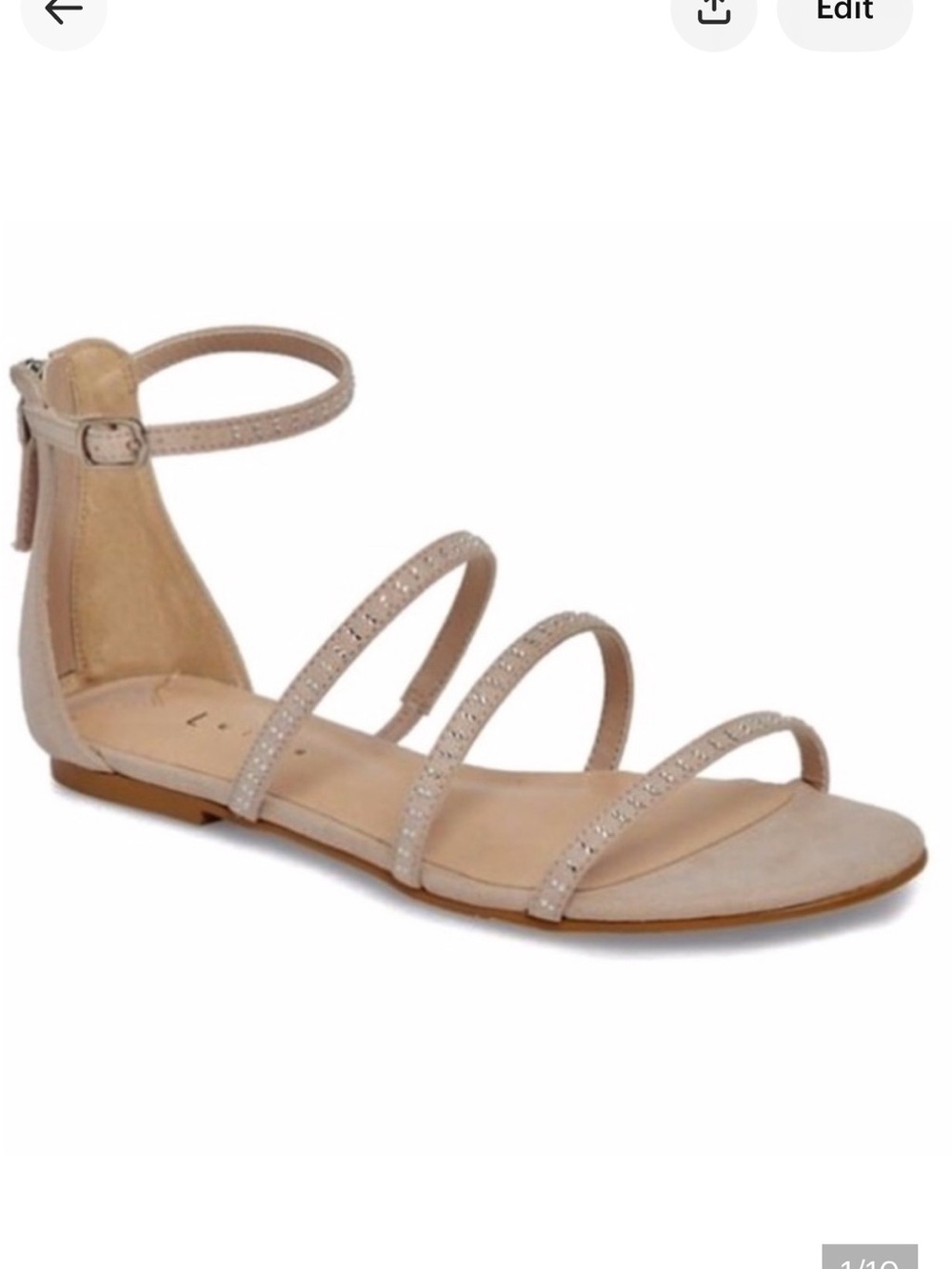 Leith Grace Strappy Gladiator Sandal Rhinestone Embelloshed Straps, Nude, 8.5